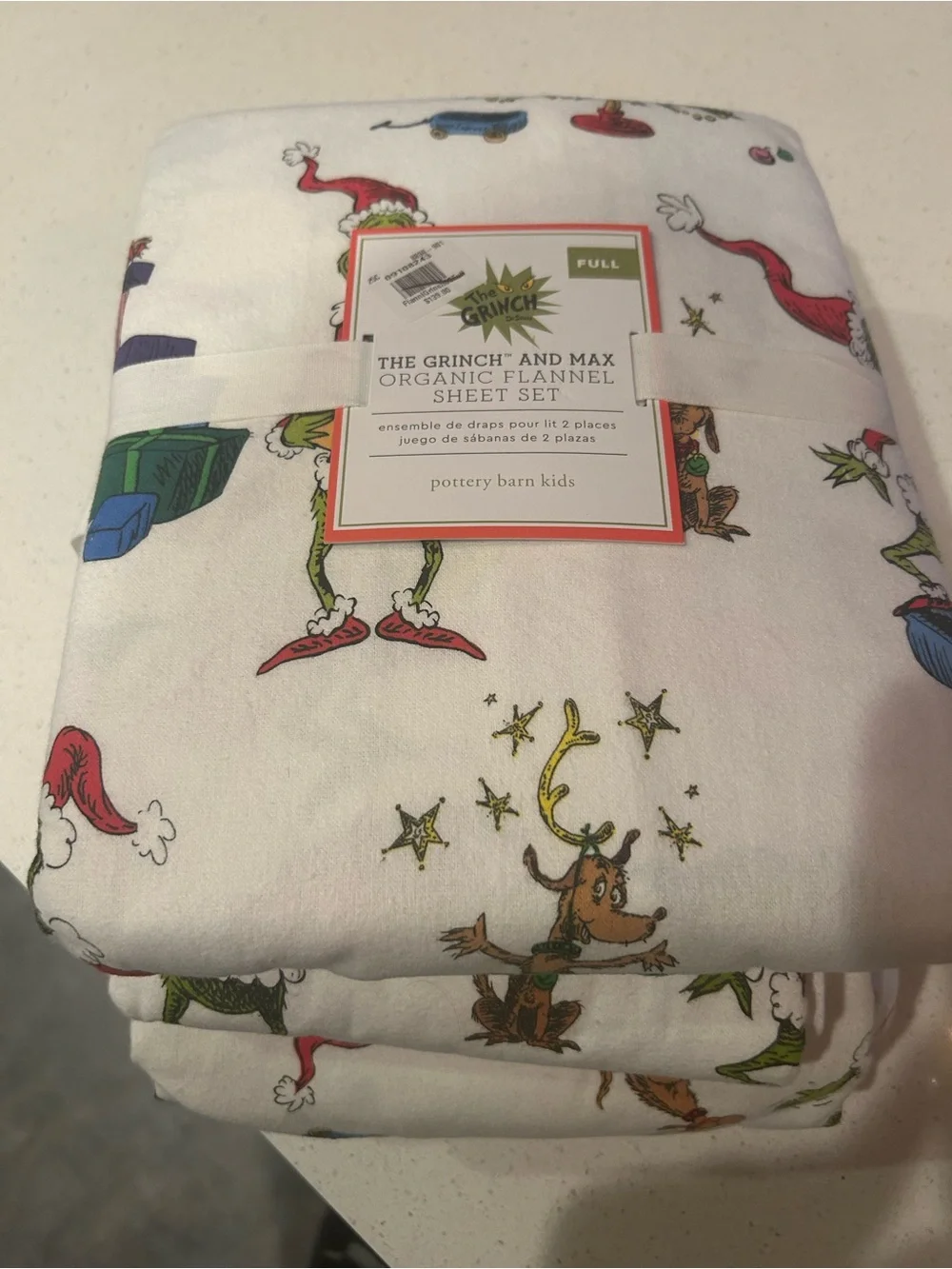 Pottery Barn Dr. Seuss’s The Grinch & Max Flannel Sheet Set Full Size NWT $139